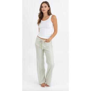 NEW LEVEL99 stretch linen wide leg pants in dandelion